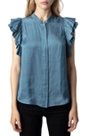 Zadig & Voltaire Ruffled-sleeve Blouse In Blue