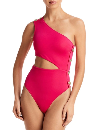 Oye Rhea Womens Asymmetric One Shoulder One-piece Swimsuit In Pink