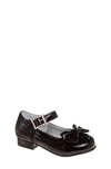 Josmo Kids' Little Girls Low Heeled Bows And Rhinestones Dress Shoes In Black Patent