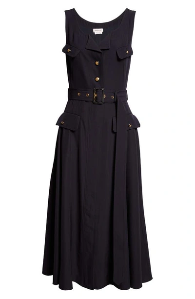 Alexander Mcqueen Military Flared Dress In Navy