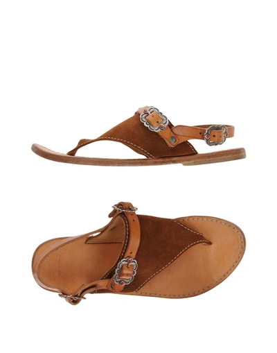 Rust Mood Toe Strap Sandals In Brown