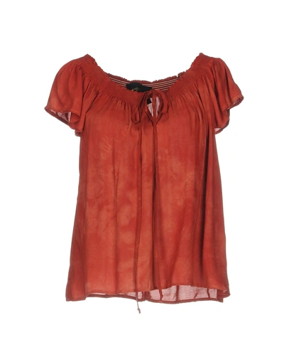Blue Life Blouse In Brick Red