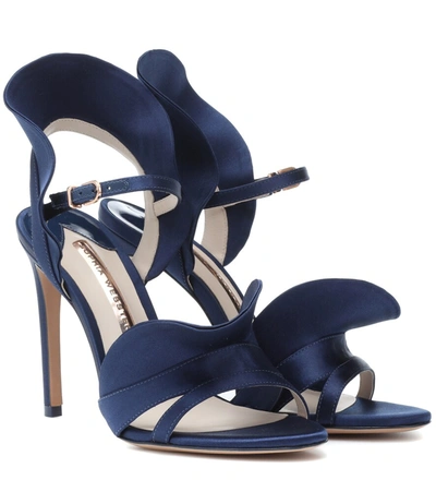 Sophia Webster Lucia Ruffle-embellished Satin Sandals In Midnight Blue