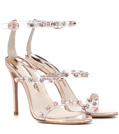 Sophia Webster Rosalind Crystal-embellished Pvc And Leather Sandals In Rose Gold