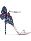 Sophia Webster Chiara Embroidered Satin And Metallic Leather Sandals In Blue