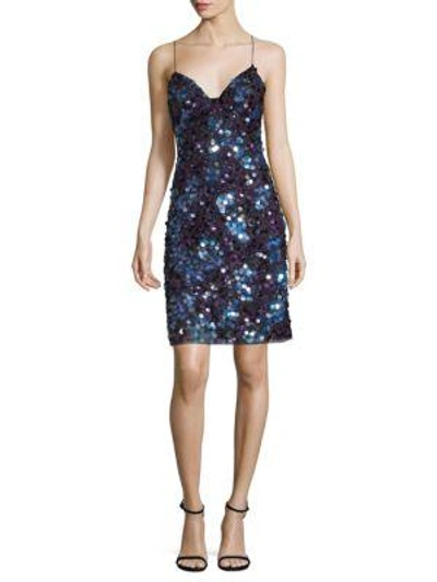 Basix Black Label Spaghetti Strap Sequin Dress In Navy Black