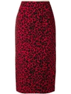 N°21 Nº21 Leopard Print Pencil Skirt - Red In Black Red (red)