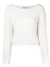 Alexander Wang T Alexanderwang.t White Raw Edge Off-the-shoulder Sweater In Ivory