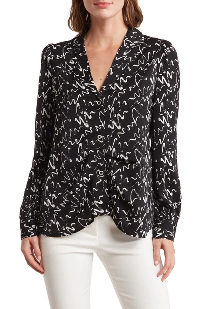 Patrizia Luca Patterned Long Sleeve Blouse In Black