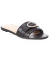 Stuart Weitzman Crystal Buckle Leather Slide In Black