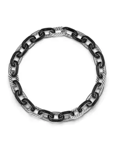 David Yurman Madison Chain Enamel Sterling Silver Necklace In Black/silver