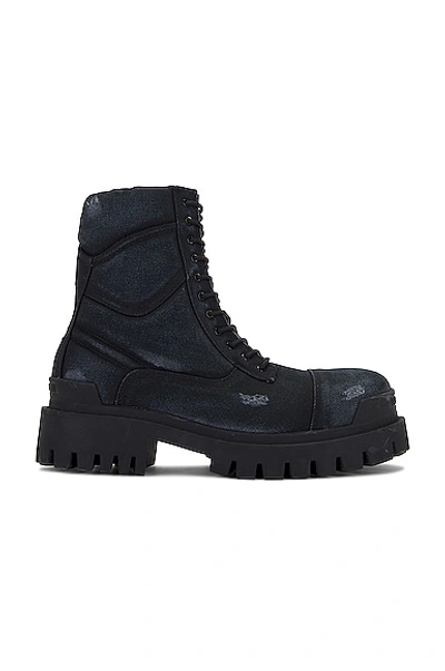 Balenciaga Strike Canvas Combat Boot In Black