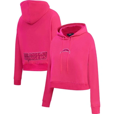 Pro Standard Los Angeles Chargers Triple Pink Cropped Pullover Hoodie