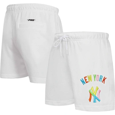 Pro Standard White New York Yankees Washed Neon Shorts