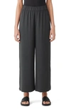 Eileen Fisher Silk Georgette Crepe Ankle Straight Leg Pants In Graphite
