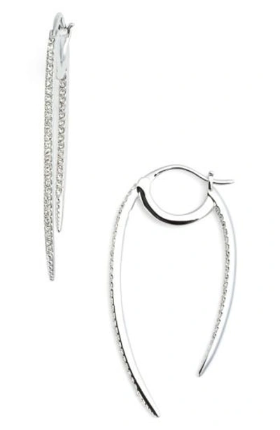 Nadri 'crescent' Linear Hoop Earrings In Silver