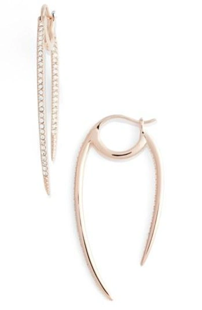 Nadri 'crescent' Linear Hoop Earrings In Rose Gold
