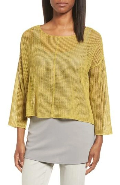 Eileen Fisher Organic Linen Crop Sweater In Papyrus