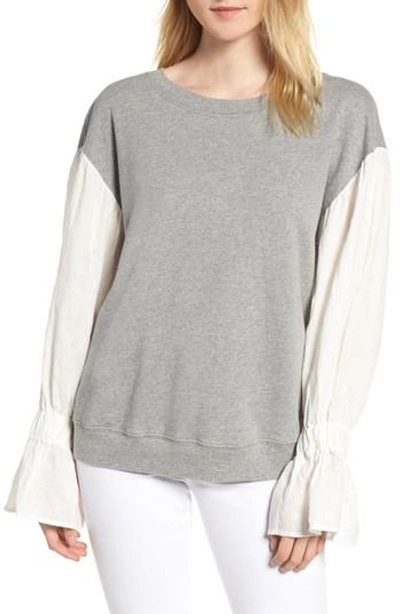 Stateside Knit Bell Sleeve Pullover In Heather Grey