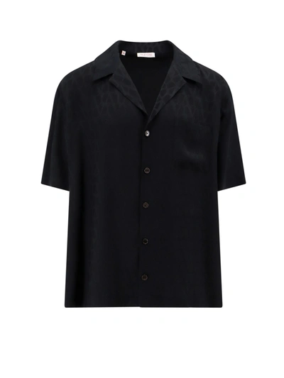 Valentino Silk Toile Iconographe Shirt In Black