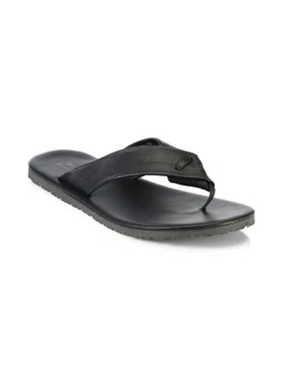 Saks Fifth Avenue Men's Collection Perforated Leather Flip Flops In Black