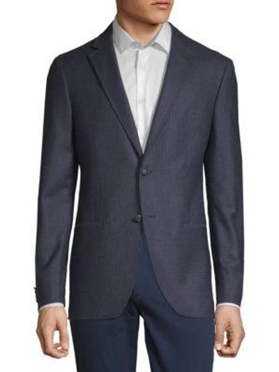 John Varvatos Checkered Slim Wool Sportcoat In Blue