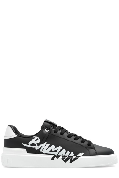 Balmain B-court Leather Logo Low Top Trainers In Multi-colored