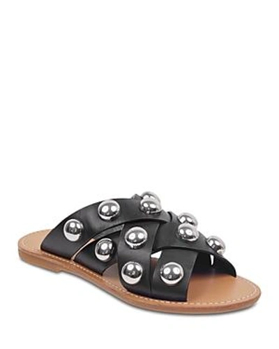 Marc Fisher Ltd Women's Raidan Leather Stud Slide Sandals In Black