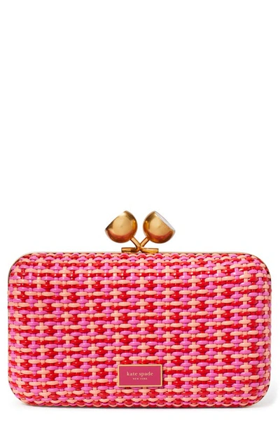 Kate Spade Small Woven Faux-leather Clutch Bag In Rose Jam Multi