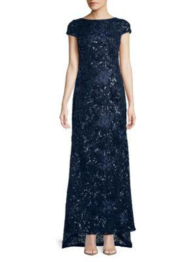 Calvin Klein Sequin Embellished Gown In Indigo