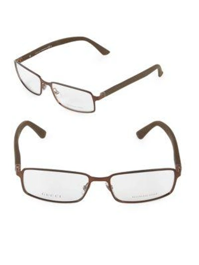 Gucci 56mm Rectangle Optical Glasses In Dark Brown
