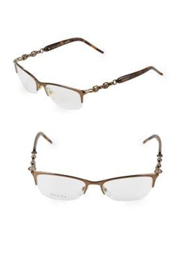 Gucci 52mm Oval Optical Glasses In Chocolate