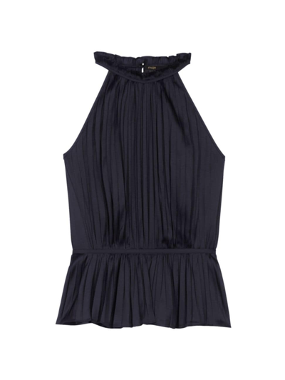 Maje Leville Pleated Halter Top In Noir