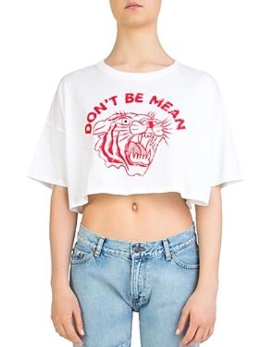 The Kooples Don't Be Mean Cropped Graphic Tee In White