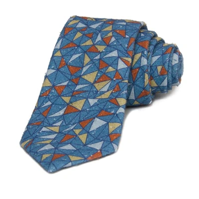 40 Colori Teal Mosaic Printed Bourette Silk Tie