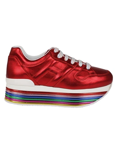 Hogan H222 Maxi Platform Sneakers In Red