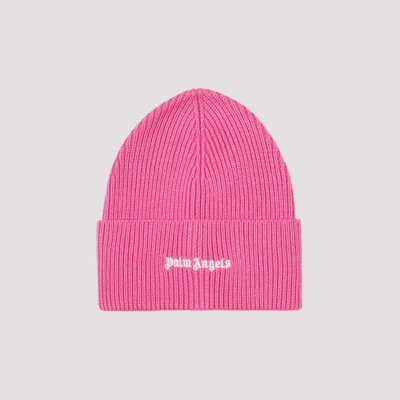 Palm Angels Classic Logo Ribbed Beanie In Pink