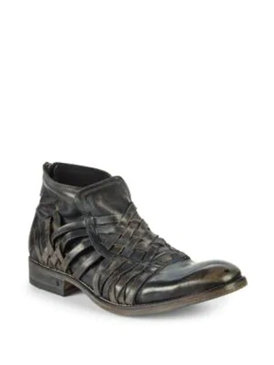 John Varvatos Freeman Leather Ankle Boots In Vintage Black