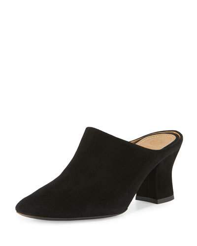 The Row Adela Suede Block-Heel Mule, Black | ModeSens