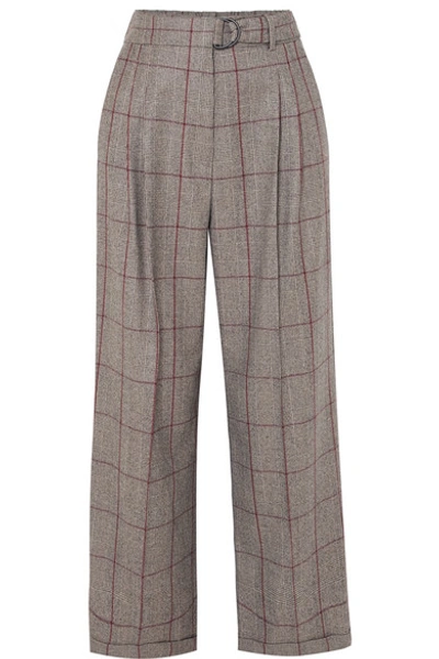Brunello Cucinelli Prince Of Wales Checked Wool Pants In Grey Raisin