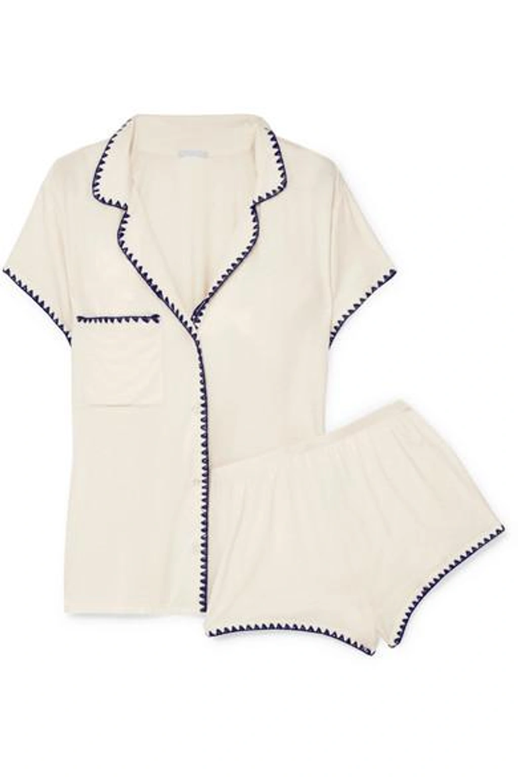 Eberjey Frida Embroidered Stretch-modal Jersey Pajama Set In White