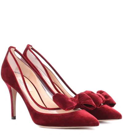 Valentino Garavani Dollybow Velvet Pumps In Red