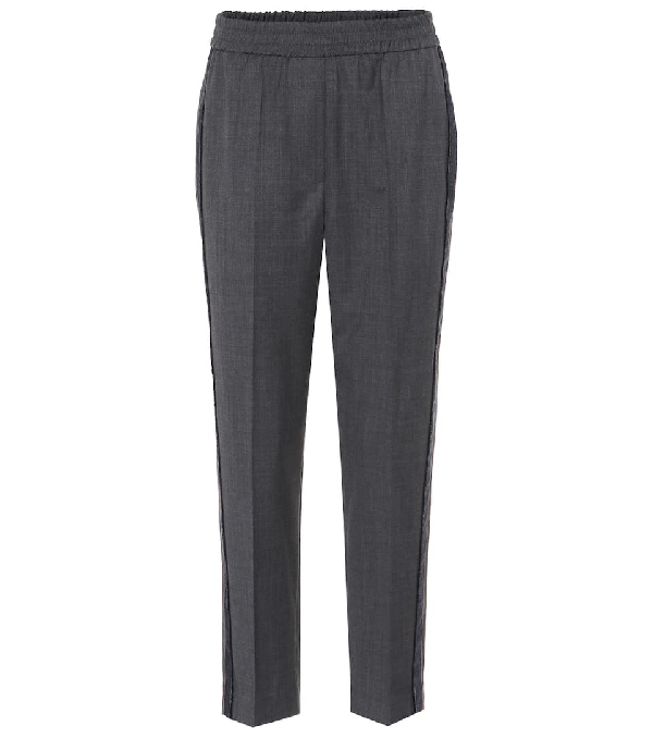 Brunello Cucinelli Wool Pull-On Pants With Denim And Monili Racing ...