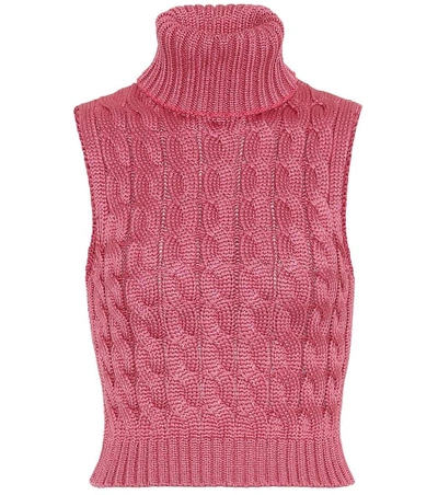 Matthew Adams Dolan Cable-knit Jumper Waistcoat In Pink