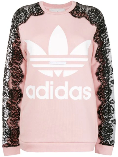 Stella Mccartney Lace Inset Adidas Logo Sweatshirt In Pink