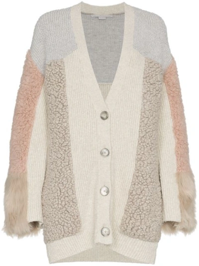 Stella Mccartney Oversized Patchwork Cotton-blend And Faux Fur Cardigan In Multicolor