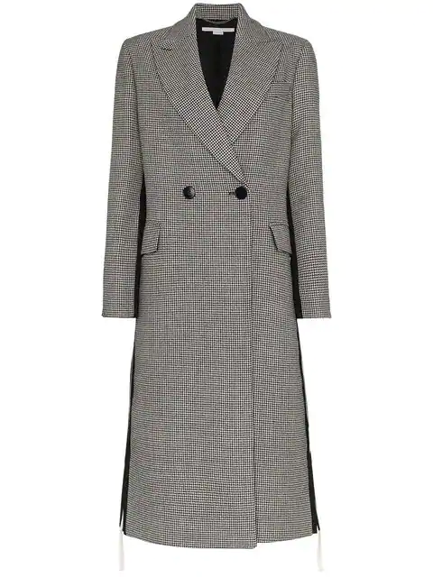 Stella Mccartney Chana Double Breasted Houndstooth Wool Coat In Grey ...