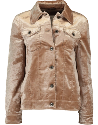 Brunello Cucinelli Crushed Velvet Trucker Jacket In Sand