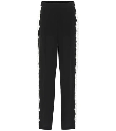 Stella Mccartney Scalloped Lace Trimmed Trousers In Black