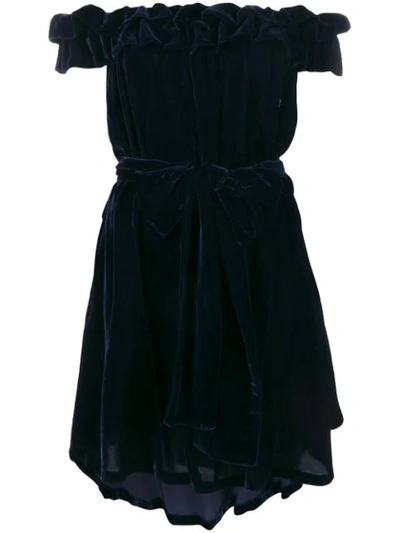 Stella Mccartney Velvet Off-the-shoulder Dress In Ink